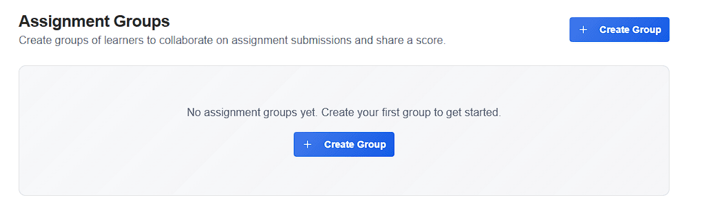 CuraCourse screenshot: Assignment groups (for group work)