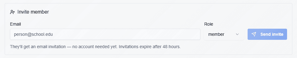 CuraCourse screenshot: Invite your teaching team
